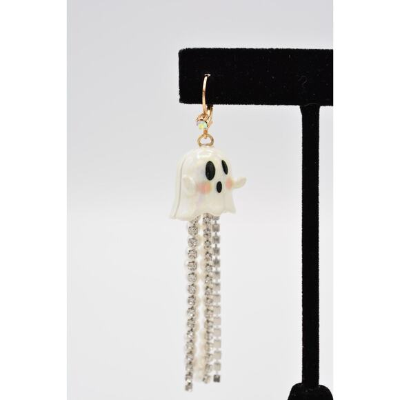 Betsey Johnson Ghost Earrings Halloween Glow In The Dark Dangle Pearl NWOT BinAO - Picture 6 of 12